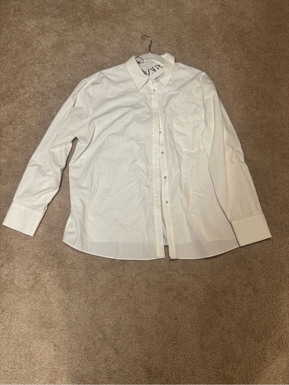 NWT Zara White Oversized Poplin Button Down Shirt